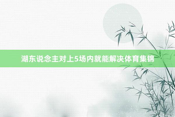 湖东说念主对上5场内就能解决体育集锦