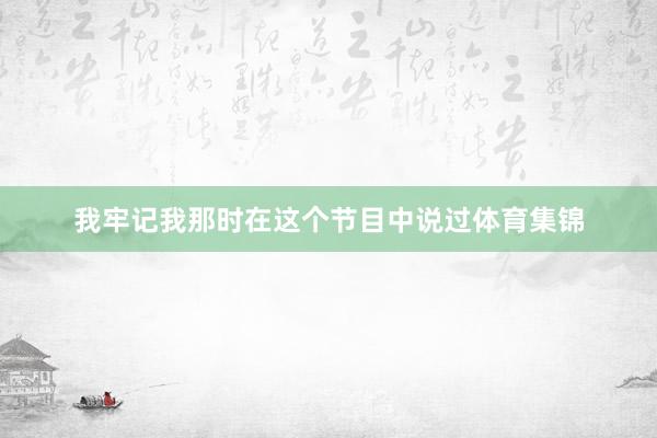 我牢记我那时在这个节目中说过体育集锦